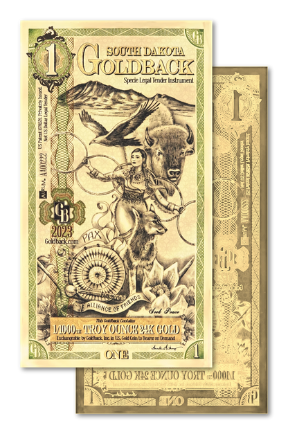 1 South Dakota Goldback | Aurum Gold Foil Note (24k)