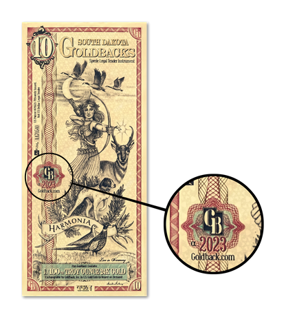 10 South Dakota Goldback | Aurum Gold Foil Note (24k)