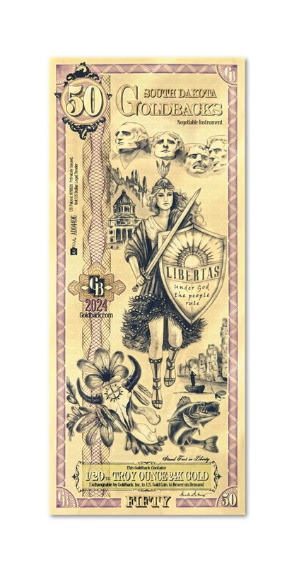 50 South Dakota Goldback | Aurum Gold Foil Note (24k)