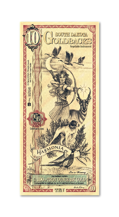 10 South Dakota Goldback | Aurum Gold Foil Note (24k)