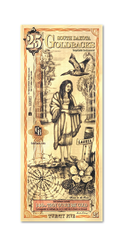 25 South Dakota Goldback | Aurum Gold Foil Note (24k)
