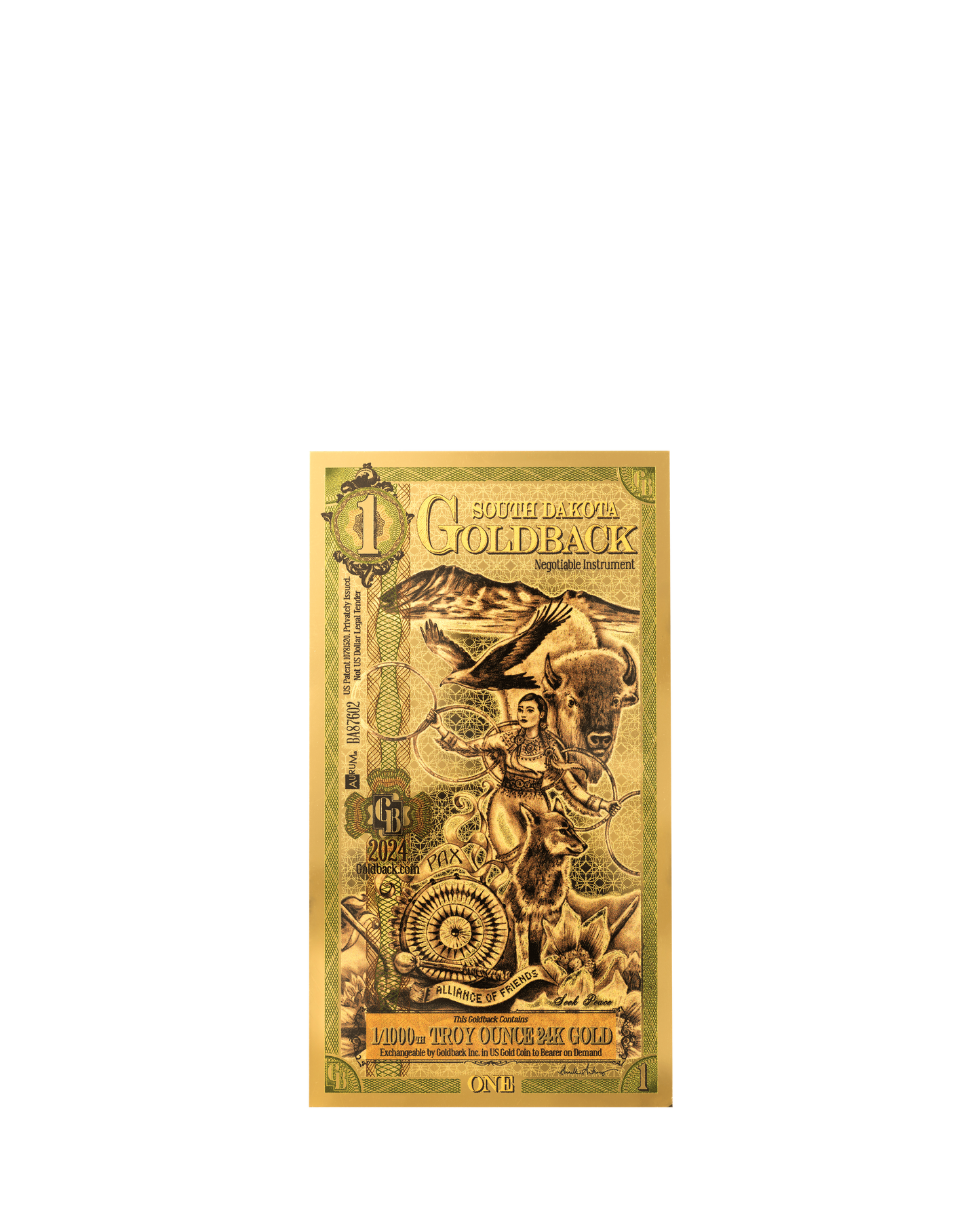 1 South Dakota Goldback | Aurum Gold Foil Note (24k)