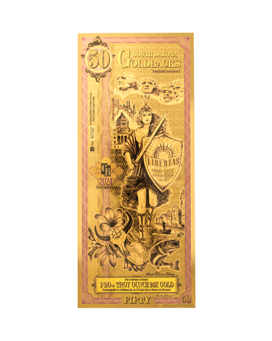 50 South Dakota Goldback | Aurum Gold Foil Note (24k)