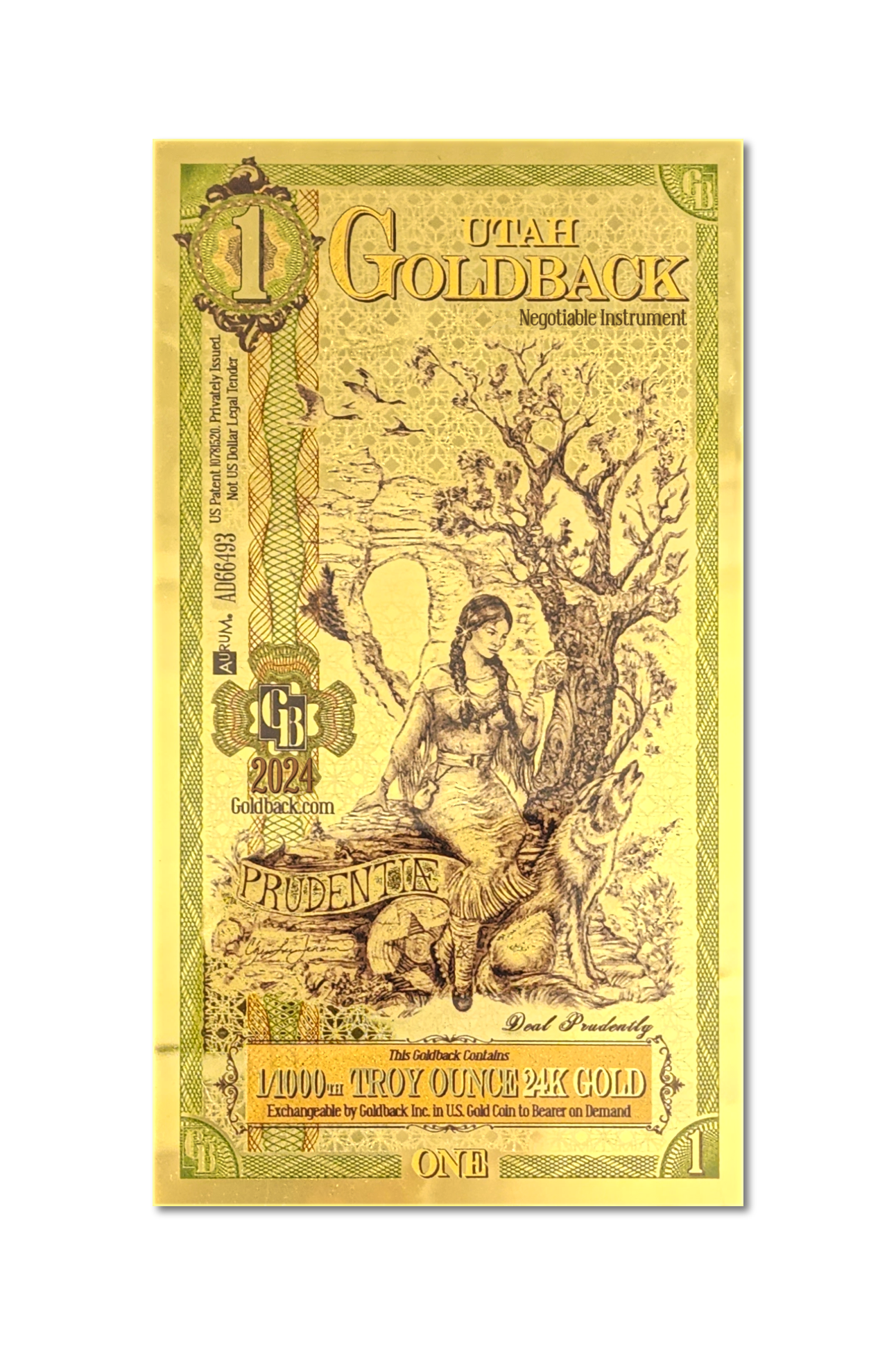 1 Utah Goldback | Aurum Gold Foil Note (24k)