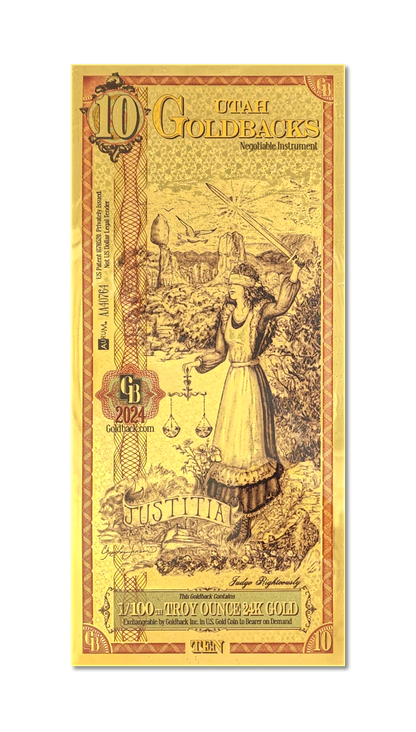 10 Utah Goldback | Aurum Gold Foil Note (24k)