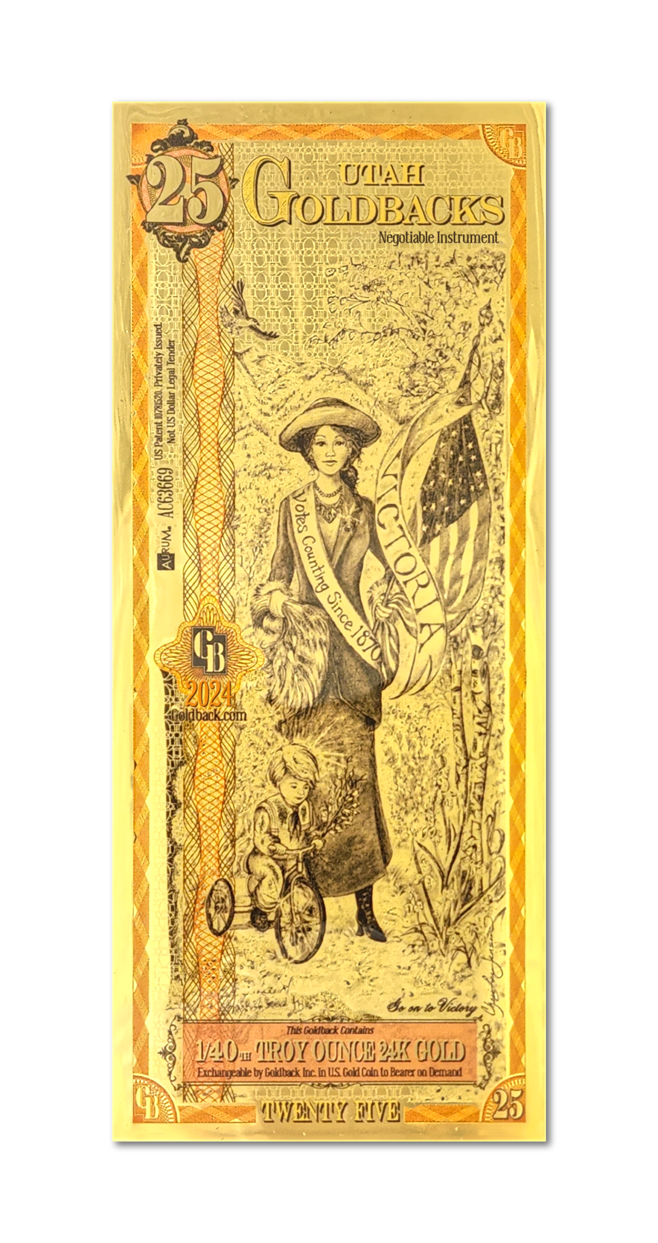 25 Utah Goldback | Aurum Gold Foil Note (24k)