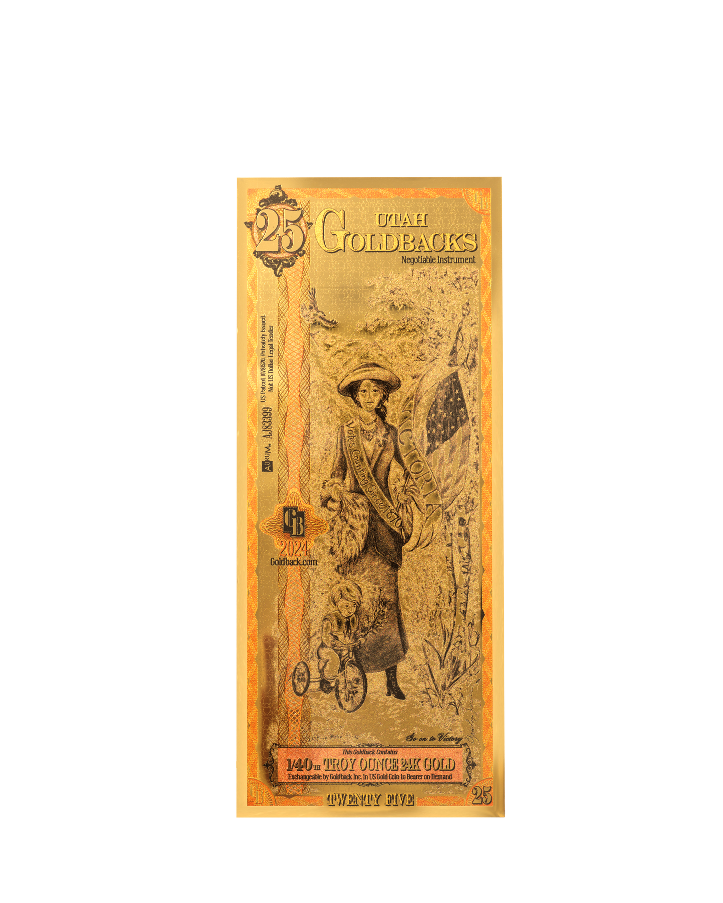 25 Utah Goldback | Aurum Gold Foil Note (24k)