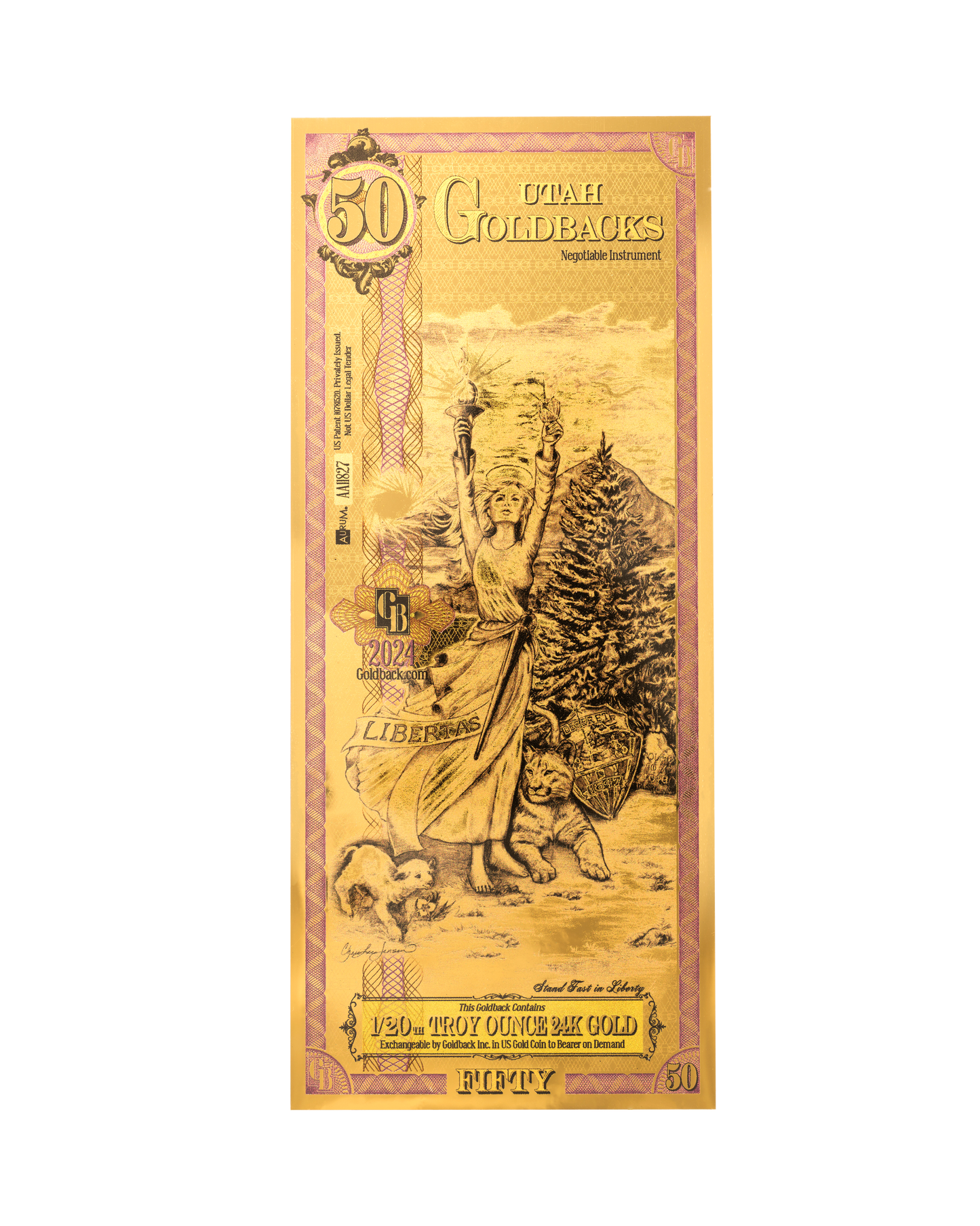 50 Utah Goldback | Aurum Gold Foil Note (24k)