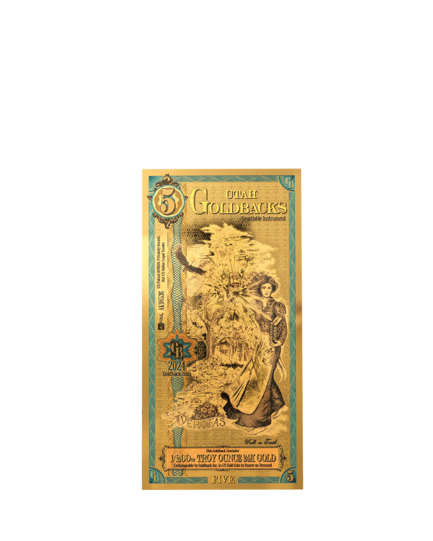 5 Utah Goldback | Aurum Gold Foil Note (24k)