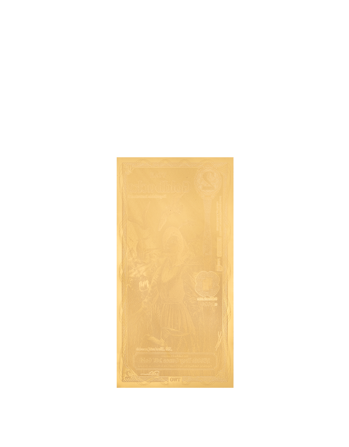 Reverse of the 2 Utah Goldback showing the metallic gold layer
