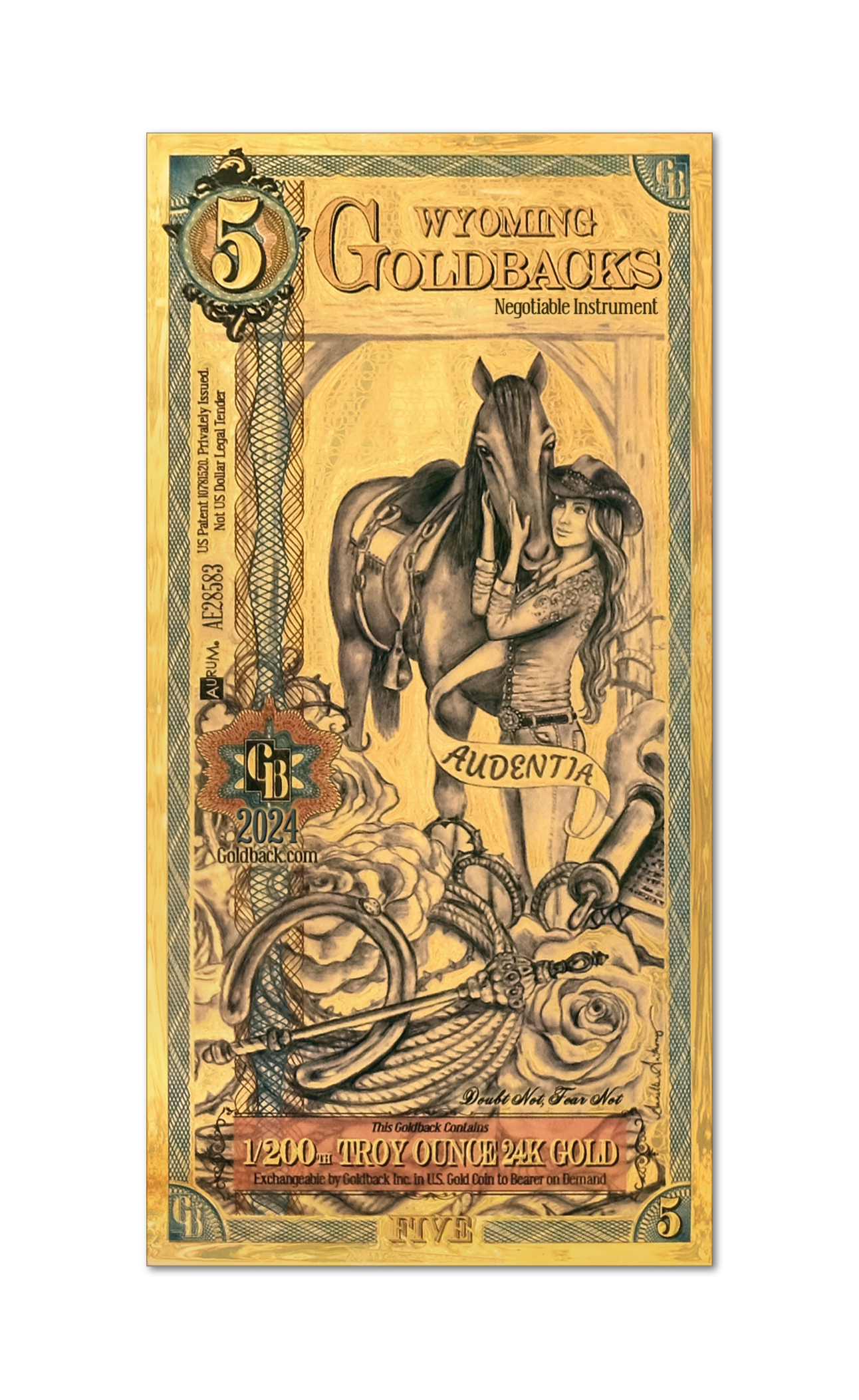 5 Wyoming Goldback | Aurum Gold Foil Note (24k)