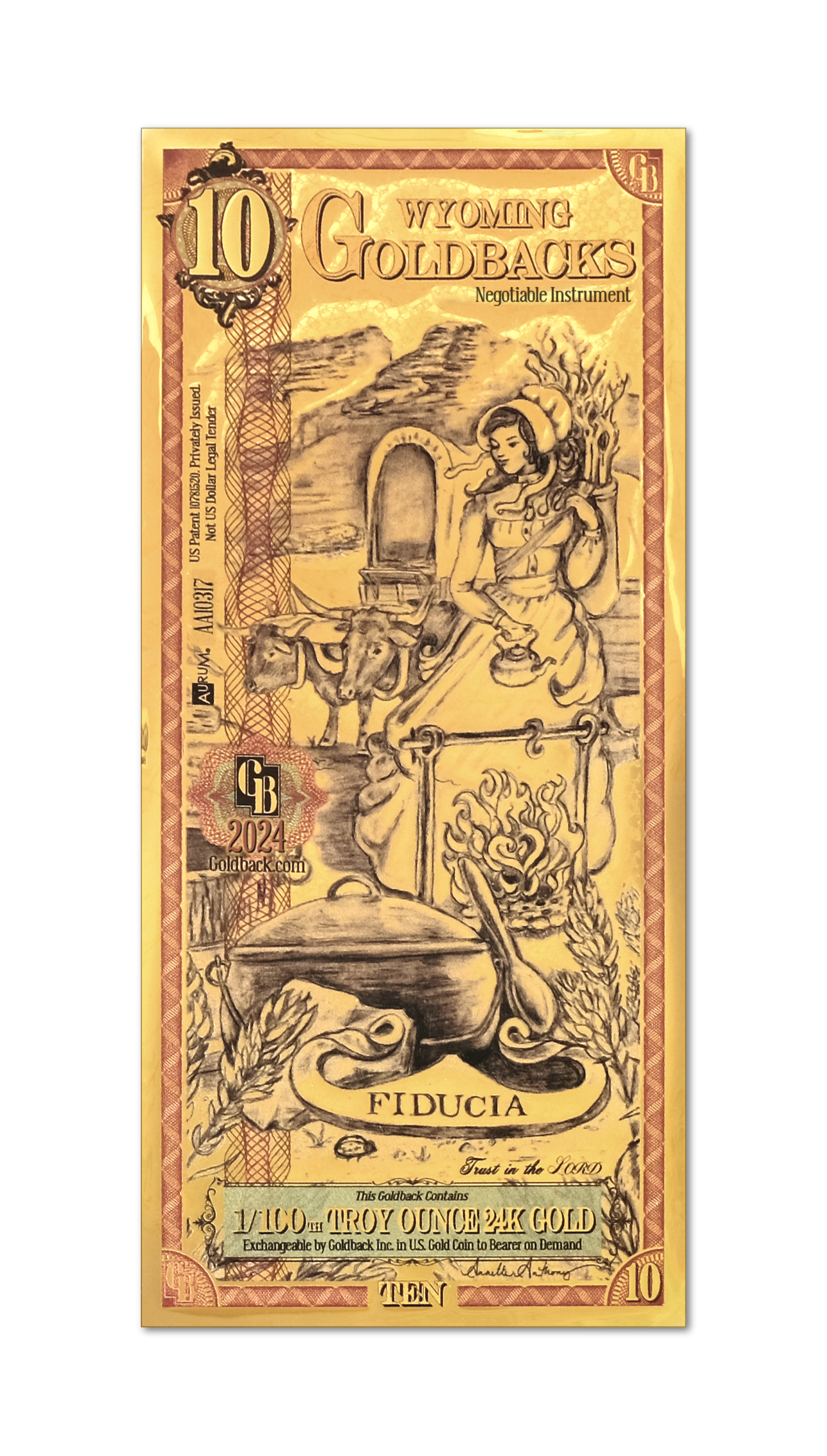 10 Wyoming Goldback | Aurum Gold Foil Note (24k)