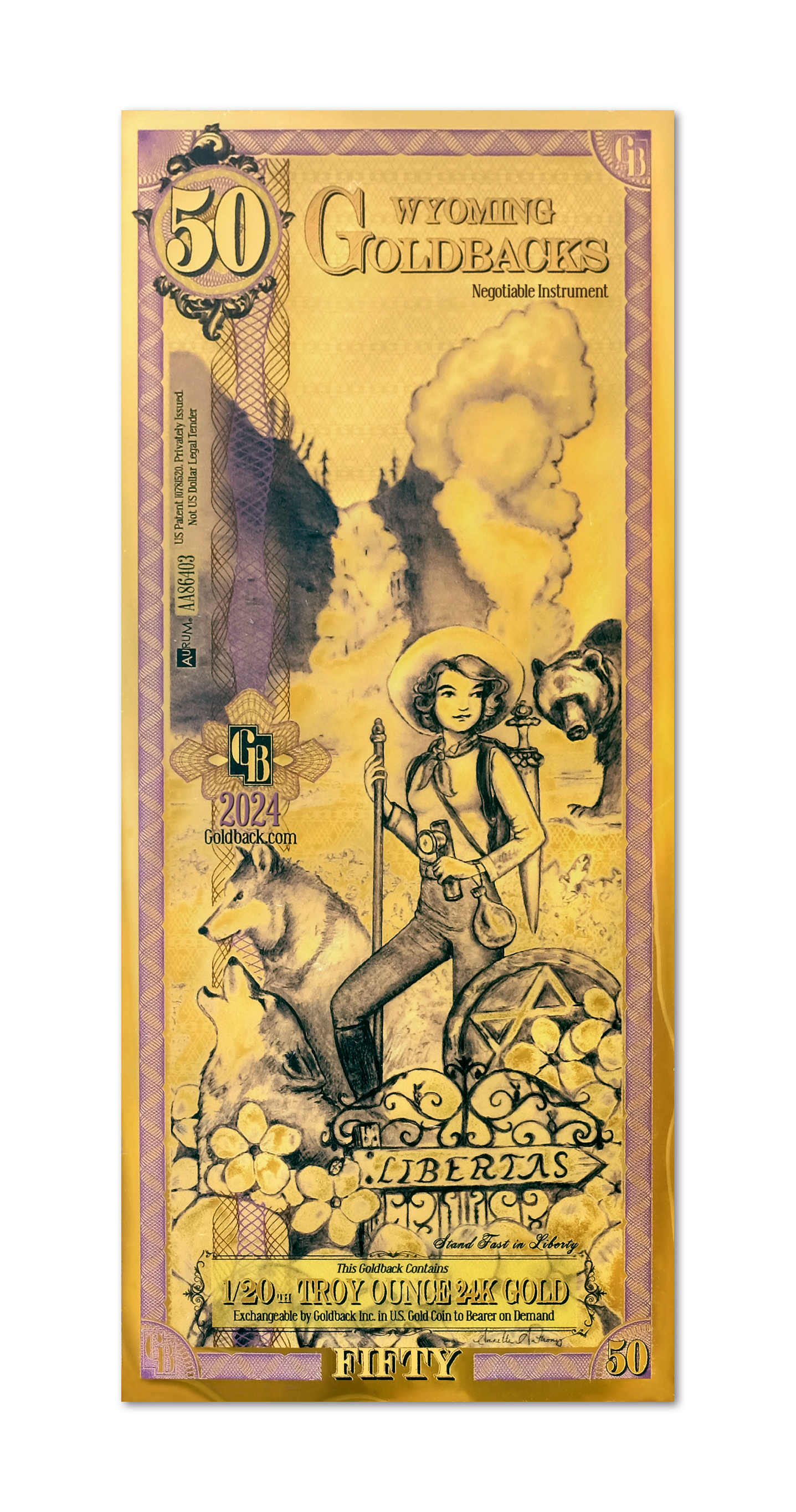 50 Wyoming Goldback | Aurum Gold Foil Note (24k)