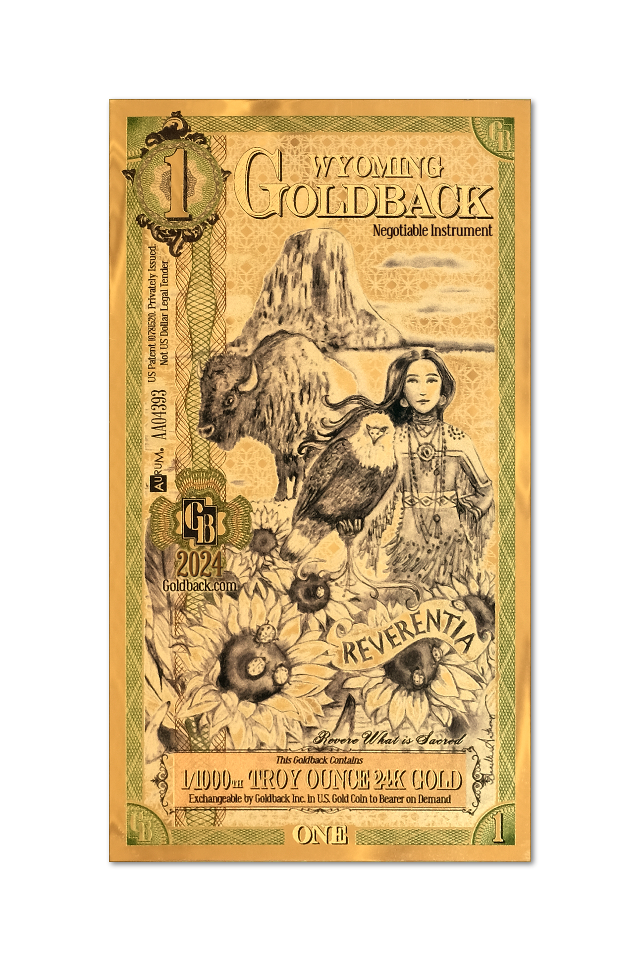 1 Wyoming Goldback | Aurum Gold Foil Note (24k)