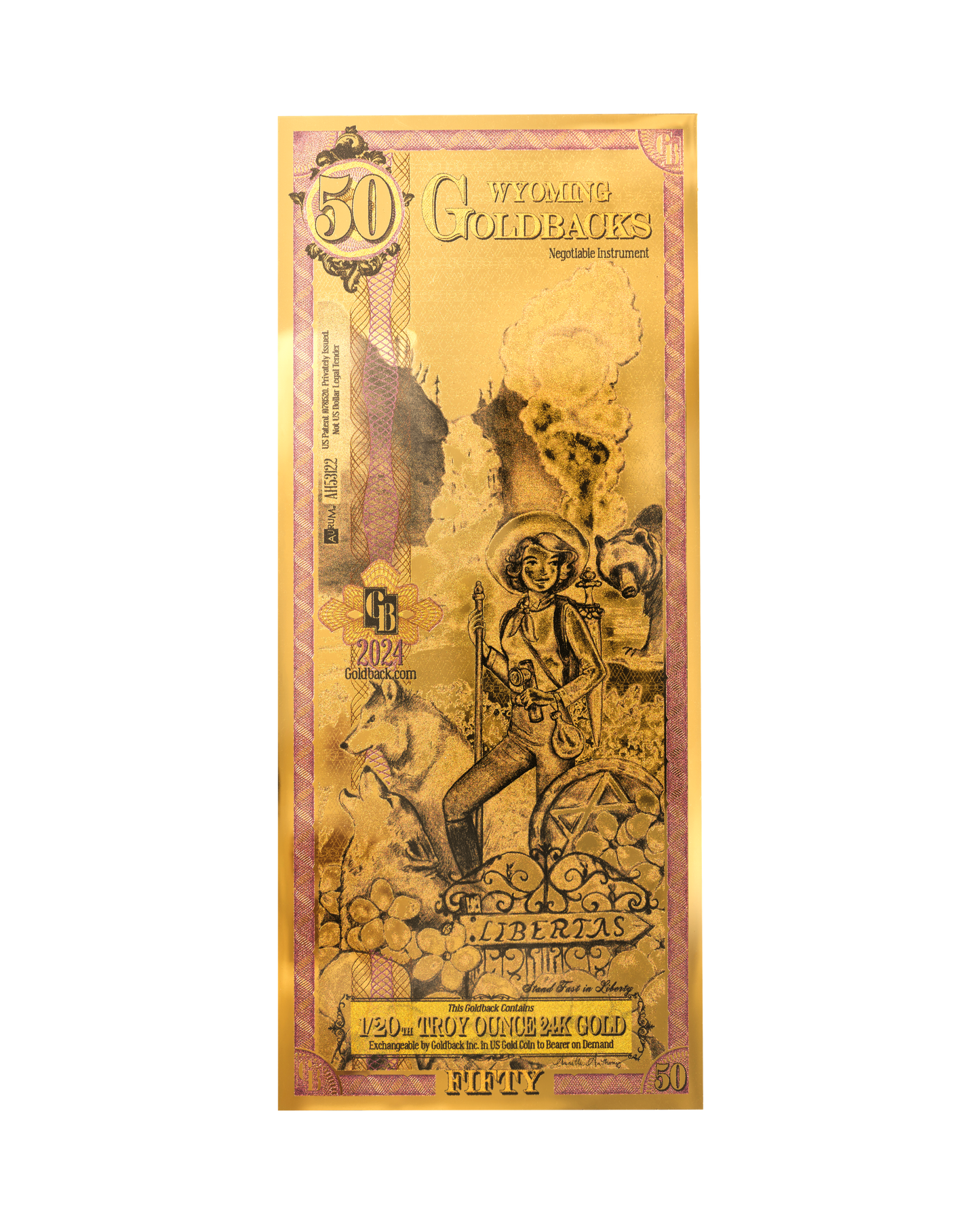 50 Wyoming Goldback | Aurum Gold Foil Note (24k)