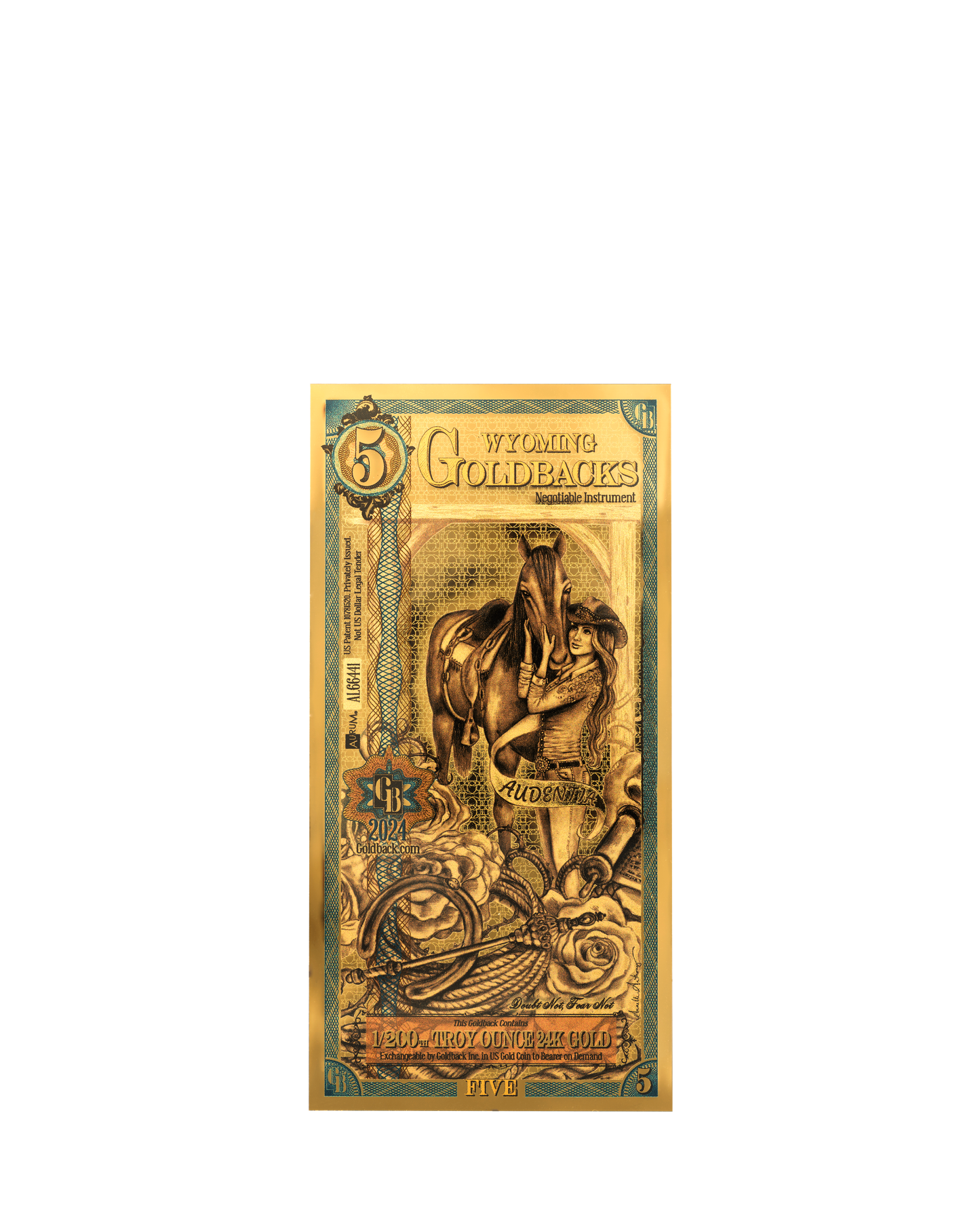 5 Wyoming Goldback | Aurum Gold Foil Note (24k)