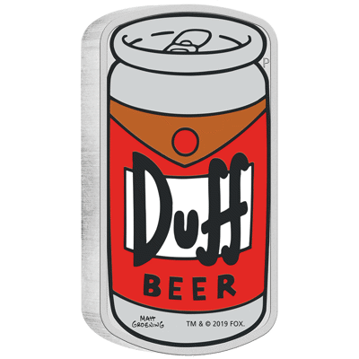 2019 The Simpsons™ – Duff Beer 1oz Silver Proof Coin