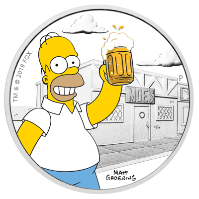 2019 The Simpsons™ – Homer Simpson 1oz Silver Proof Coin