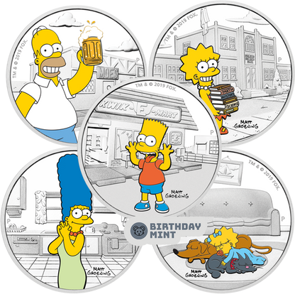 2019 The Simpsons™ – 5-Coin Silver Proof Family Set (5oz Total)