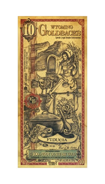 10 Wyoming Goldback | Aurum Gold Foil Note (24k)