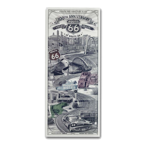 1 Route 66 Silverback 100th Anniversary silver note - front