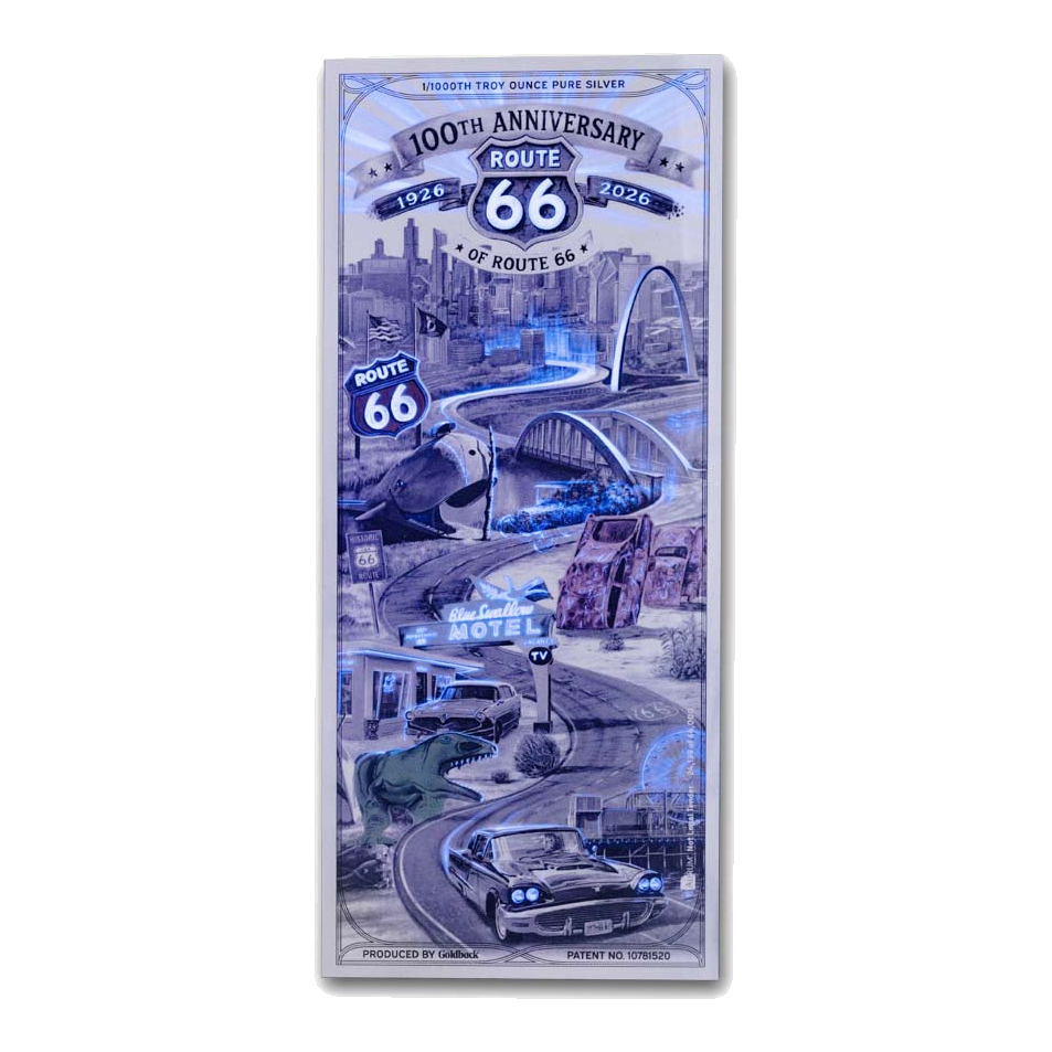 1 Route 66 Silverback 100th Anniversary silver note - detail