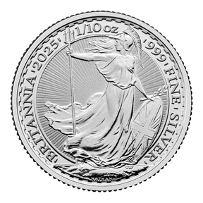 1oz silver Britannia – tenth-ounce silver Britannia from the same range