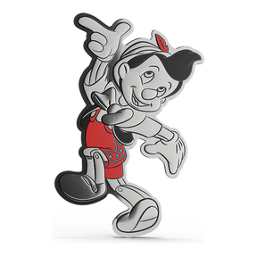 2026 Niue Disney Pinocchio 3/4oz Silver Collectible & 5g Foil Set – shaped 5g silver foil of Pinocchio in colour