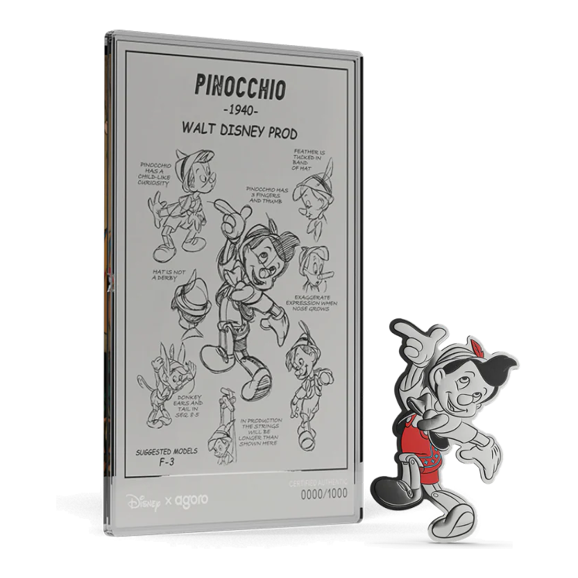 2026 Niue Disney Pinocchio 3/4oz Silver Collectible & 5g Foil Set