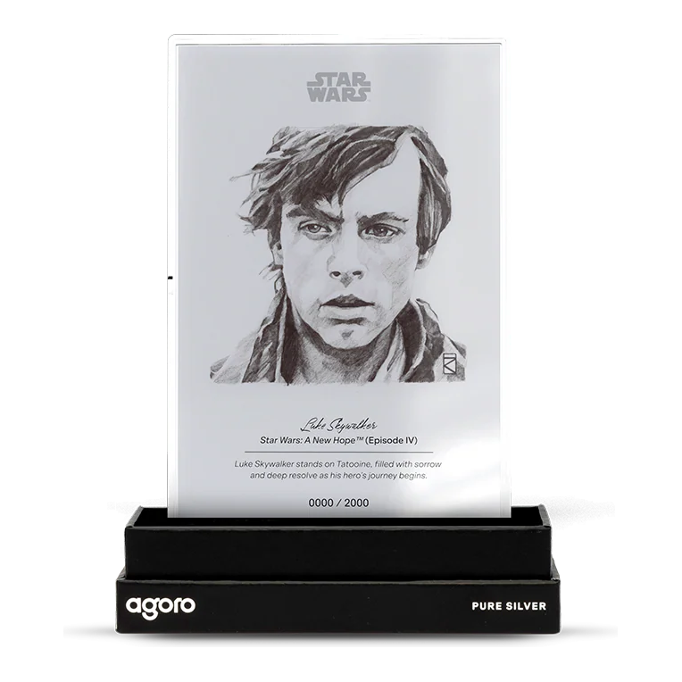 2026 Niue Star Wars Luke Skywalker 5g Silver Foil – foil on its display stand